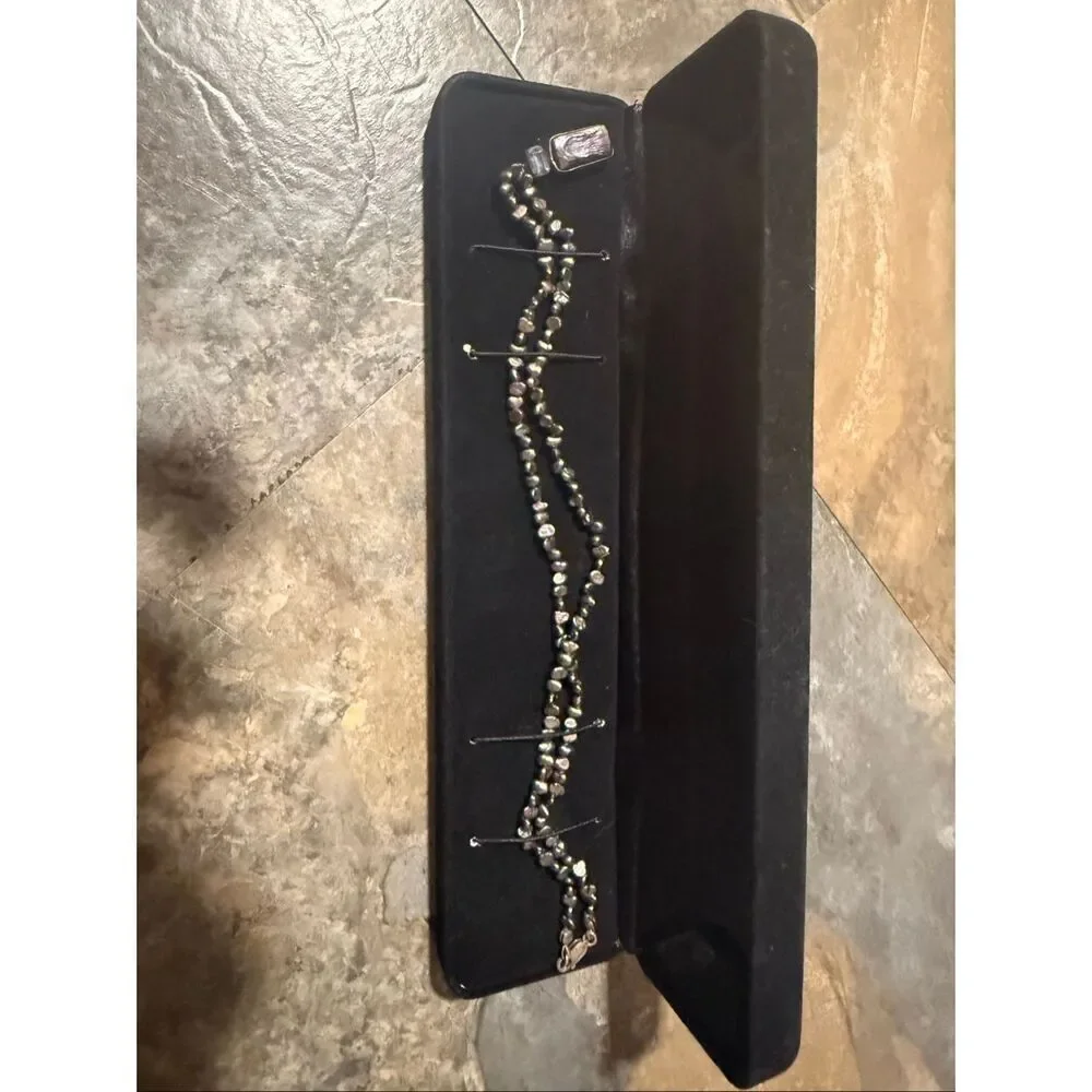 Purple beaded stone necklace new in box
